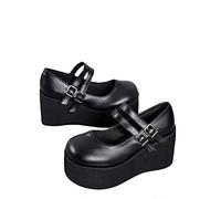 Damen Plattform Mary Janes Herz Katze Schnalle Nieten Knöchel Lolita Gothic Prinzessin Plattform Pumps Lackleder Dorn Vintage Traditionelle Stickerei Oberkleid Schuhe
