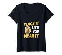 Damen Pluck It Like You Mean It Funny Harp Musician for A Harfenist T-Shirt mit V-Ausschnitt