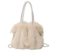 Damen Plüsch-Handtasche, groß, mit abnehmbarem Gurt | Fuzzy Tote Bag, für Dating Hiking Work Walking Shopping Everyday Carry Commuting Camping Sport Fitness, beige, Se référer au descriptif
