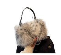 Damen Plüsch Handtasche Kleine Tragetasche for Damen, modische Herbst-/Wintertasche for Frauen, Plüsch-Handtaschen, süße Einkaufstasche mit Kette, Plüsch-Umhängetasche Große Warme Schultertasche(Gray)