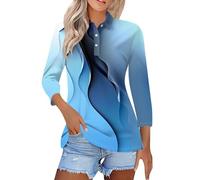 Damen Poloshirt Blusenshirt Tops Revers Langarmshirt Freizeit Sportshirt Oberteile Tshirt Polohemd Baumwolle Tunika 2024 Fashion Top Pullover T Shirt Oktoberfest Bluse Damen(#C Blue,M)