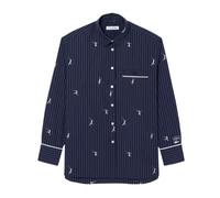 Damen Poloshirt Lacoste Oversized with Jacquard Motifs - navy blue/white - Blau (S)