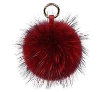 feifanshop Damen Pom Pom Bommel Anhänger Taschenanhänger Schlüsselanhänger für Handtaschen, Rückspiegel im Auto (Weinrot)