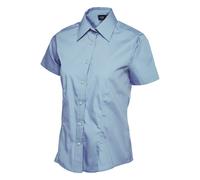 Damen Poplin Kurzarm Bluse Hellblau 4XL 120 g/m²