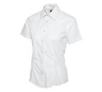 Damen Poplin Kurzarm Bluse Weiß M 120 g/m²