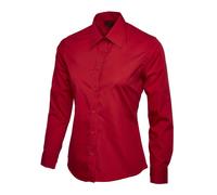 Damen Poplin Langarm Bluse Rot 4XL 120 g/m² 65 % Polyester