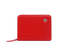 Damen Portemonnaie Leder, rot, Reißverschluss, Münzfach, RFID Schutz - Geldbörse klein, Portmonee Geldbeutel Brieftasche Damenbörse Damengeldbörse Damenportemonnaie Damengeldbeutel Münzbörse Wallet