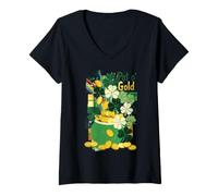Damen Pot o' Gold Irland Irland Irish St. Patrick's Day Männer & Frauen T-Shirt mit V-Ausschnitt