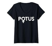 Damen POTUS Vote Venus Symbol Präsidentschaftskandidat Feminist Meme T-Shirt mit V-Ausschnitt