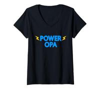 Damen Power Opa Hero HELD Vatertagsgeschenk Vatertag Mann Herren T-Shirt mit V-Ausschnitt