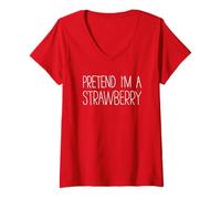 Damen Pretend I'm A Strawberry Shirt Kostüm für Erwachsene, Kinder, Herren und Damen T-Shirt mit V-Ausschnitt