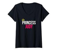 Damen Princess Judy Girls Women Pink White Black Design Birthday T-Shirt mit V-Ausschnitt