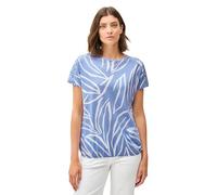 T-Shirt CECIL, Damen, Gr. S (38), deep pastel blau, Obermaterial: 50% Baumwolle, 50% Modal, bedruckt, casual, regular fit taillenbedeckt, U-Boot-Ausschnitt, Kurzarm, Shirts, mit All-Over Print (381735