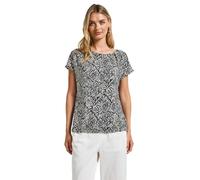 Print-Shirt STREET ONE, Damen, Gr. 34, blau (tiefblau), Stoff, Vorderseite: 100% Viskose; Rückseite: 95% Viskose, 5% Elasthan, bedruckt, normal normal, Rundhals, abgesteppt, Shirts, aus softer Viskose