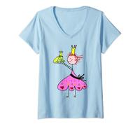 Damen Prinzessin küsst den Frosch | Froschkönig Motiv für Mädels T-Shirt mit V-Ausschnitt