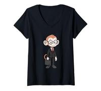 Damen Professioneller AFFE Büroangestellter Business Job T-Shirt mit V-Ausschnitt