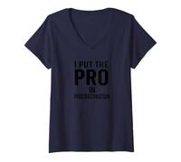 Damen Professioneller Prokrastinator Lustiger Joker T-Shirt mit V-Ausschnitt