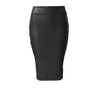 Damen Pu Leder Rock Knielanger Midirock Minirock Damen Bleistiftrock Figurbetont Mini Hohe Taille Leather Skirt HüFtrock Faux Leathe Bleistiftrock BüRorock Business Party Clubwear RöCke