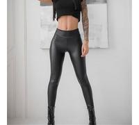 Damen-PU-Lederhose, hohe Taille, dehnbare Kunstleder-Leggings mit Wet-Look, glänzendes oder mattes Finish, enge Passform, Hüft-Push-Up-Hose für Damen (XL matt)