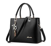 Damen PU lederne Handtaschen Schulter Tasche Marken Elegant Taschen Shopper Reissverschluss Frauen Handtaschen Schwarz