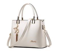 Damen PU lederne Handtaschen Schulter Tasche Marken Elegant Taschen Shopper Reissverschluss Frauen Handtaschen Weiß