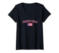 Damen Puerto Rico Text und Flagge Design Boricua Pride Classic T-Shirt mit V-Ausschnitt