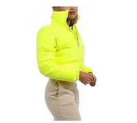 Damen Puffer Jacke Einfarbige Winterjacke Warm Stehkragen Übergangsjacke Frauen Glänzend Daunenjacke Kurz Geschnitten Wattierte Steppjacke Jacke Female Baumwolljacke Mantel Herbst Outdoorjacke