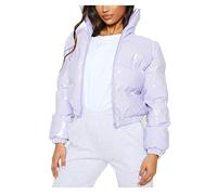 Damen Puffer Jacke Einfarbige Winterjacke Warm Stehkragen Übergangsjacke Frauen Glänzend Daunenjacke Kurz Geschnitten Wattierte Steppjacke Jacke Female Baumwolljacke Mantel Herbst Outdoorjacke