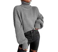Damen-Pullover aus Strick, Rollkragen, elegant, langärmlig, leicht, klassischer Schnitt, schick, elegant, Jacquard-Muster, Strickpullover, warmer Pullover