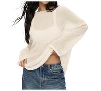 Damen-Pullover Damen Oversized Langarm Sheer Mesh Strickpullover Tops Loose Hollow Out Pullover Shirt Strand Strickjacke Lose Modern Sport Oberteile Leichtgewicht Workout