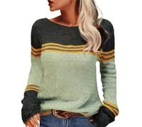 Damen Pullover Herbst, Oversize Sweatshirt Damen Rundhals Vintage Pullover Gestreiftes Bedruckt Damen Strickpullover Casual Winterpullis Damen Herbst Pullover Kleidung Damen Moderne Pullover Damen