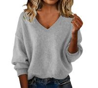 Damen Pullover Herbst V Ausschnitt Kaschmir Pulli Damenpullover DüNne Elegant Strickpulli Oversize Langarm Strickpullover Baumwolle Warmer Baumwoll Langarmshirt Modish Warm Strick Winterpullover