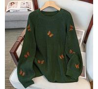 Damen Pullover in Große Größen, Einfarbig, gestricktes, elegant besticktes Modell, Langarm Regular Fit, Herbst/Winter