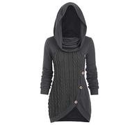 Damen Pullover Kapuzenpulli Hoodie Herbst Strickpullover mit Kapuze Pulli Elegant Langarm Sweater Zopfmuster Winterpullover Warm Jumpers Strick Oberteile Strickpulli Grobstrickpullover Outfit Frauen
