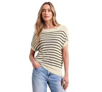 Kurzarmpullover STREET ONE, Damen, Gr. 40, soft beige, Stoff, 100% Viskose, gestreift, normal normal, Rundhals, Rippbündchen, Pullover, mit U-Boot-Ausschnitt (55145009-40) soft beige