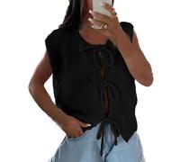 Damen Pullover mit Fliege vorne Y2k Strickweste mit Schnürung vorne ärmellos