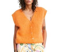 Damen-Pullover mit groben Knöpfen, ärmellos, Rundhalsausschnitt, geripptes Strick-Tanktop, Y2K-Strickjacke, Weste, Shirt, Streetwear, D-orange, M