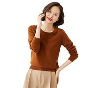 Damen Pullover O-Ausschnitt Kaschmir Solid Pullover Slim Bottoming Langarm Casual Basic Pullover, coffee, S