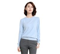 Damen Pullover O-Ausschnitt Kaschmir Solid Pullover Slim Bottoming Langarm Casual Basic Pullover, hellblau, XL
