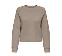Strickpullover ONLY "ONLIBI LS RIB LOOSE PULLOVER CC KNT", Damen, Gr. S, mocha meringue detail:melange, Strick, Obermaterial: 50% Viskose, 27% Nylon, 23% Polyester, meliert, relaxed fit normal, Rundha