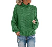 Damen Pullover Rollkragen, Strickpullover Damen Grobmaschig Oversized Strickpullover Langarm Basic Baumwoll Rolli Sweater Damen Pullover Damen Winter Kaschmir Damen Pullover