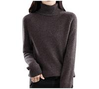 Damen Pullover Rollkragen, Strickpullover Damen Grobmaschig Oversized Strickpullover Langarm Basic Baumwoll Rolli Sweater Damen Winterpullover Damen Warm Elegant Kaschmir Damen Pullover