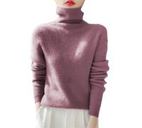 Damen Pullover Rundhals Merinowolle Strickpullover Einfarbig Winterpullover Kaschmir Gestrickter Pullover Feinstrick Strickpulli Warm Wollpullover Loose Fit Pulli Langarm Sweater