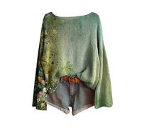 Damen Pullover Rundhals Merinowolle Sweater Loose Fit Pullover Warm Wollpullover Einfarbig Winterpullover Kaschmir Gestrickter Pulli Langarm Strickpulli Elegant Strickpullover