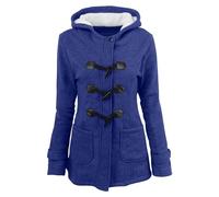 Damen Pullover Sale, Deals of The Day, Winterjacke Damen Frauen Einfarbig Horn Knöpfe Sweatshirt Strickjacke Gepolsterte Kapuze Mantel Jacke Mantel Hoodie Gefüttert Damen, Deals of The Day