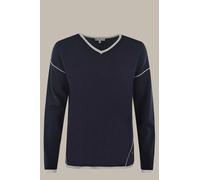 Damen Pullover V-Neck, Rollkante