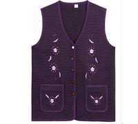 Damen Pullover Weste Mittelalter Senioren Damen Strickjacke Frühling Herbst Pullover Strick Ärmellos Dünne Weste, violett, 48
