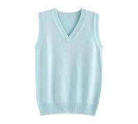 Damen Pullover Winter, Kurz Weste Ärmellos Strickweste V-Ausschnitt Einfarbig Pullunder Strickpullover Winter Lässiges Oversize Pullover Oberteil Tops Gestrickt Pulli Wärmeweste Damen