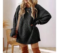 Damen Pulloverkleid in Große Größen mit strukturiertem Strickmuster und Carmen-Ausschnitt, Herbst/Winter (empfohlen wird, eine Nummer kleiner zu wähle