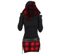 Damen Pulloverkleid Mit Kapuze Kleid Sexy Pullover Kleid Kapuzenpullover Hoodie Farbeblock Slim Casual Langarm Minikleid Enges Strickkleid Winter Frauen Bodycon Gothic Winterkleid